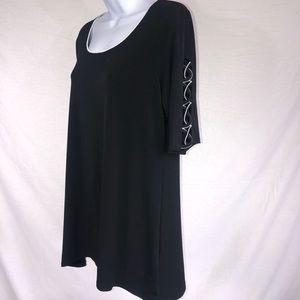 JM Collection Womens Short Sleeve Blouse Black And White Size M